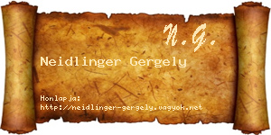 Neidlinger Gergely névjegykártya